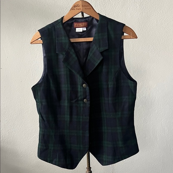 Graham & Gunn Plaid Wool Vest Womens 8 - Picture 1 of 3
